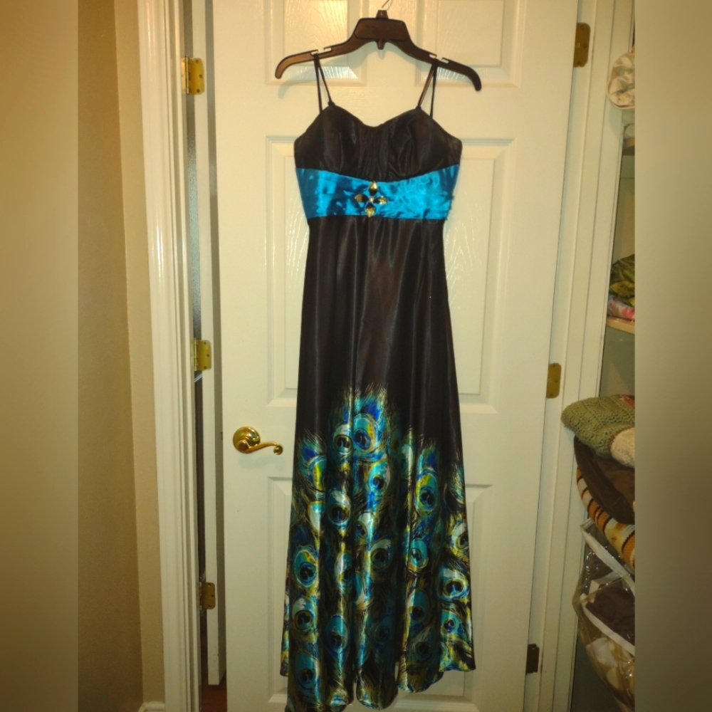 Peacock Satin Formal Gown